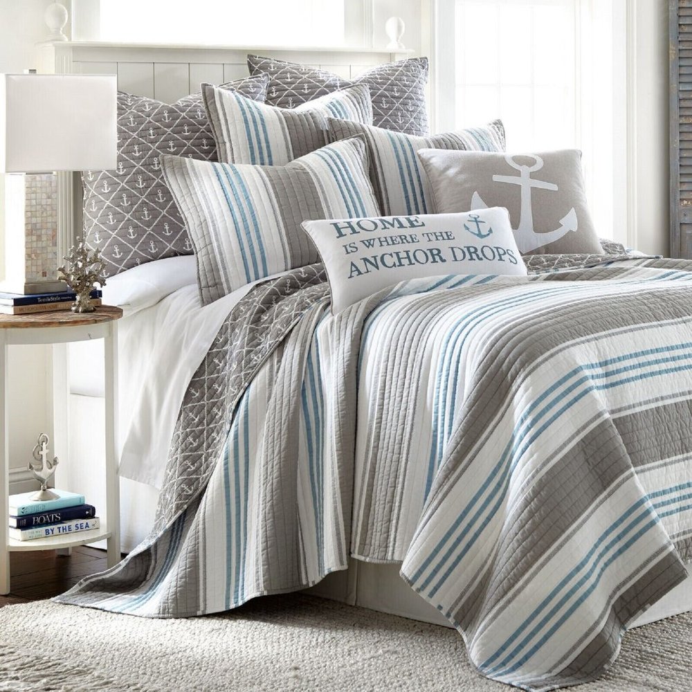 new Provincetown 12x24 Feather-Filled Pillow with Home is Where the Anchor Drops - Picture 4 of 6